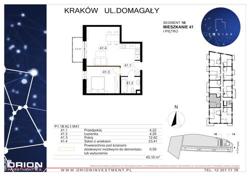 Plan Grupa Orion Investment S.A. mieszkanie w inwestycji ul. Domagały Osiedle Zodiak - bud. 39