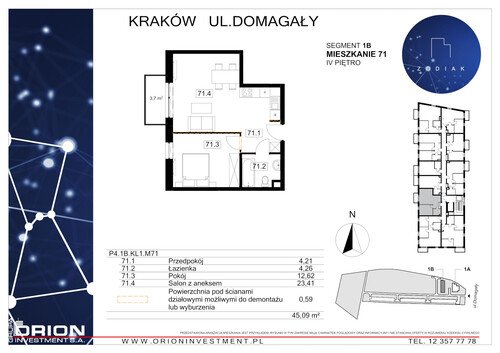 Plan Grupa Orion Investment S.A. mieszkanie w inwestycji ul. Domagały Osiedle Zodiak - bud. 39