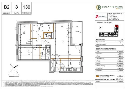 Plan Semaco II Sp. z o.o. Sp. k. mieszkanie w inwestycji ul. Lema Solaris Park - Etap II, bud. B2