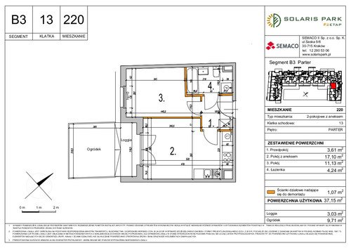 Plan Semaco II Sp. z o.o. Sp. k. mieszkanie w inwestycji ul. Lema Solaris Park - Etap II, bud. B3