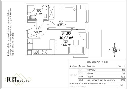 Plan Frax-Bud mieszkanie w inwestycji ul. Wybickiego 5 FORTnatura - budynki B1 i B2