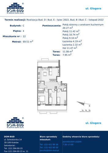 Plan Dom-Bud M. Szaflarski Spółka Jawna mieszkanie w inwestycji ul. Glogera  ul. Glogera, bud. C