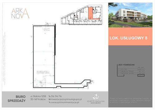 Plan Optimum Inwestycje Optimum Sp. z o.o. Sp. k.  w inwestycji Skawina, ul. Graniczna Arka Nova - lokale usługowe