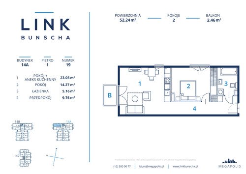 Plan Megapolis Sp. z o.o. mieszkanie w inwestycji ul. Bunscha 14A, 14B, 14C Link Bunscha