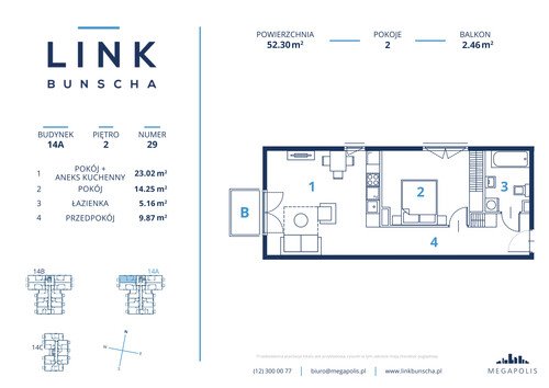 Plan Megapolis Sp. z o.o. mieszkanie w inwestycji ul. Bunscha 14A, 14B, 14C Link Bunscha