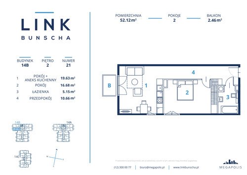 Plan Megapolis Sp. z o.o. mieszkanie w inwestycji ul. Bunscha 14A, 14B, 14C Link Bunscha