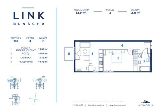 Plan Megapolis Sp. z o.o. mieszkanie w inwestycji ul. Bunscha 14A, 14B, 14C Link Bunscha