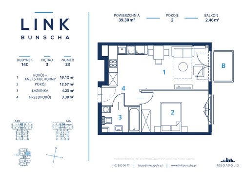 Plan Megapolis Sp. z o.o. mieszkanie w inwestycji ul. Bunscha 14A, 14B, 14C Link Bunscha