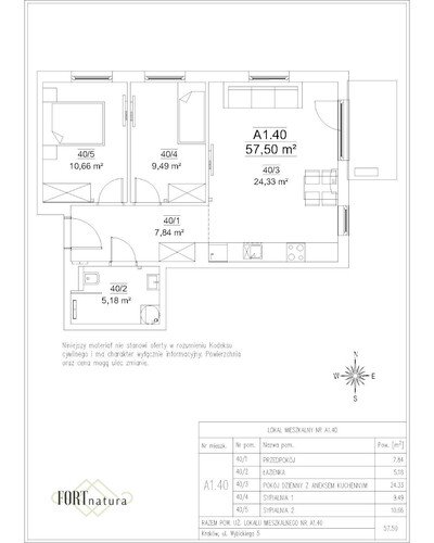 Plan Frax-Bud mieszkanie w inwestycji ul. Wybickiego 5 FORTnatura - budynek A1