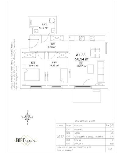 Plan Frax-Bud mieszkanie w inwestycji ul. Wybickiego 5 FORTnatura - budynek A1