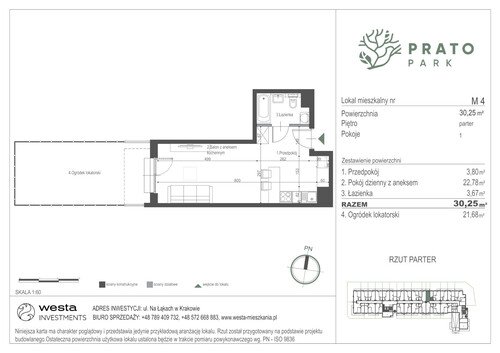 Plan Apartamenty Nowohucka Sp. z o.o. mieszkanie w inwestycji ul. Na Łąkach Prato Park