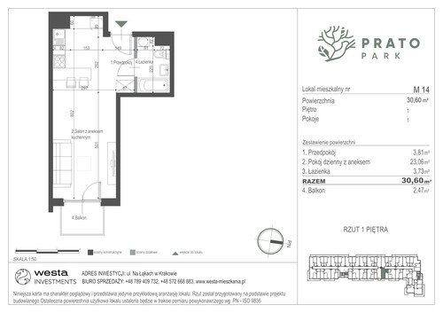 Plan Apartamenty Nowohucka Sp. z o.o. mieszkanie w inwestycji ul. Na Łąkach Prato Park