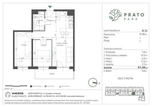 Plan Apartamenty Nowohucka Sp. z o.o. mieszkanie w inwestycji ul. Na Łąkach Prato Park