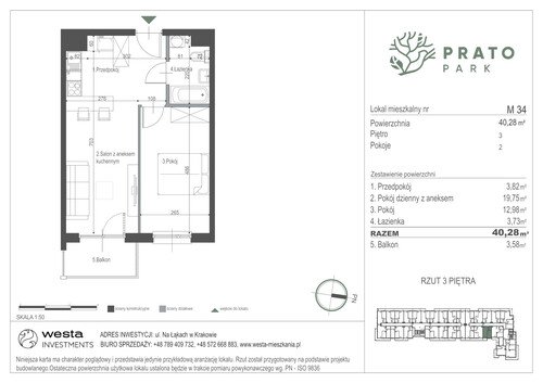 Plan Apartamenty Nowohucka Sp. z o.o. mieszkanie w inwestycji ul. Na Łąkach Prato Park