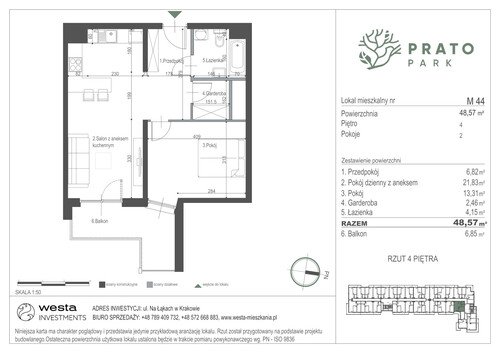 Plan Apartamenty Nowohucka Sp. z o.o. mieszkanie w inwestycji ul. Na Łąkach Prato Park