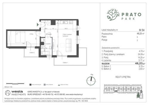 Plan Apartamenty Nowohucka Sp. z o.o. mieszkanie w inwestycji ul. Na Łąkach Prato Park