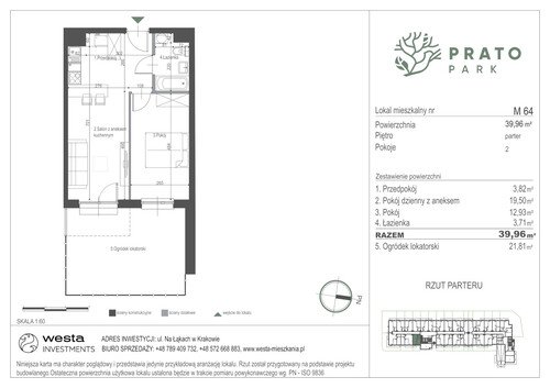 Plan Apartamenty Nowohucka Sp. z o.o. mieszkanie w inwestycji ul. Na Łąkach Prato Park