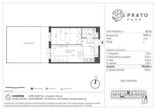 Plan Apartamenty Nowohucka Sp. z o.o. mieszkanie w inwestycji ul. Na Łąkach Prato Park