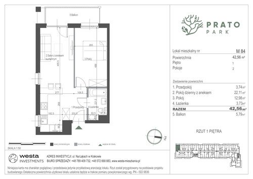 Plan Apartamenty Nowohucka Sp. z o.o. mieszkanie w inwestycji ul. Na Łąkach Prato Park