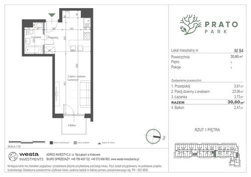 Plan Apartamenty Nowohucka Sp. z o.o. mieszkanie w inwestycji ul. Na Łąkach Prato Park