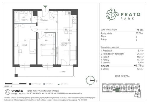 Plan Apartamenty Nowohucka Sp. z o.o. mieszkanie w inwestycji ul. Na Łąkach Prato Park