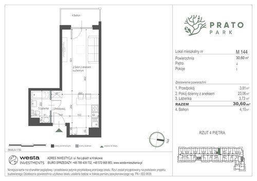 Plan Apartamenty Nowohucka Sp. z o.o. mieszkanie w inwestycji ul. Na Łąkach Prato Park