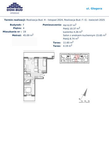 Plan Dom-Bud M. Szaflarski Spółka Jawna mieszkanie w inwestycji ul. Glogera ul. Glogera, bud. F