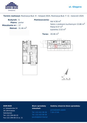 Plan Dom-Bud M. Szaflarski Spółka Jawna mieszkanie w inwestycji ul. Glogera ul. Glogera, bud. G