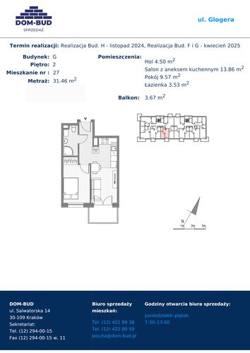 Plan Dom-Bud M. Szaflarski Spółka Jawna mieszkanie w inwestycji ul. Glogera ul. Glogera, bud. G