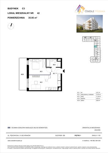 Plan KG Group Sp. z o.o. mieszkanie w inwestycji  Osiedle Mozaika - bud. C3