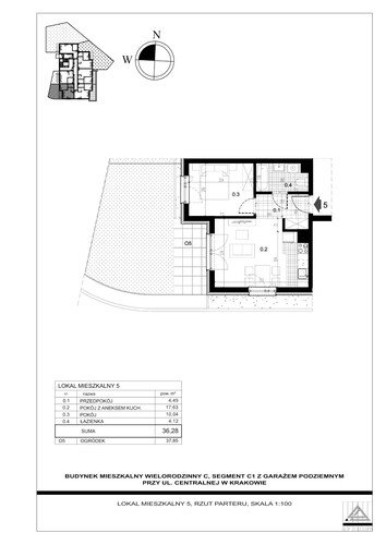 Plan Proins mieszkanie w inwestycji ul. Centralna Centralna - etap II, bud. C1