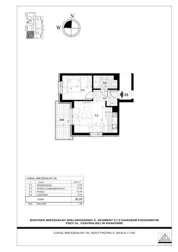 Plan Proins mieszkanie w inwestycji ul. Centralna Centralna - etap II, bud. C1