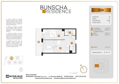 Plan Inter-Bud Developer Sp. z o.o. mieszkanie w inwestycji ul. Bunscha Bunscha Residence (wkrótce w sprzedaży) 