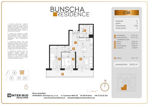 Plan Inter-Bud Developer Sp. z o.o. mieszkanie w inwestycji ul. Bunscha Bunscha Residence (wkrótce w sprzedaży) 