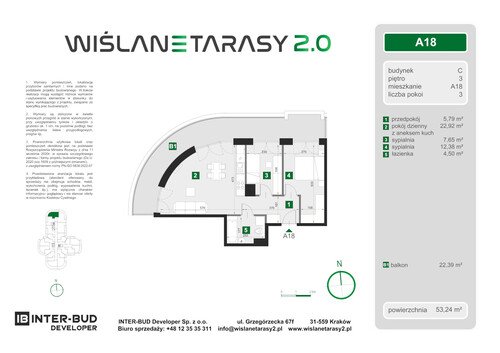 Plan Inter-Bud Developer Sp. z o.o. apartament w inwestycji ul. Grzegórzecka Wiślane Tarasy 2.0 - bud. C (wkrótce w sprzedaży)