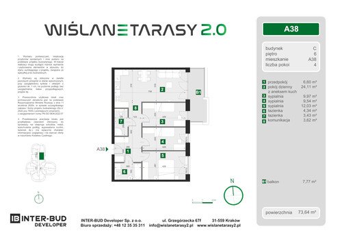 Plan Inter-Bud Developer Sp. z o.o. apartament w inwestycji ul. Grzegórzecka Wiślane Tarasy 2.0 - bud. C (wkrótce w sprzedaży)