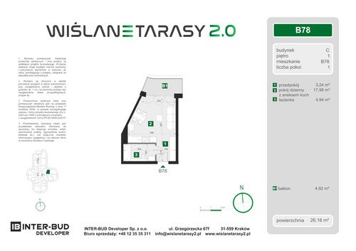 Plan Inter-Bud Developer Sp. z o.o. apartament w inwestycji ul. Grzegórzecka Wiślane Tarasy 2.0 - bud. C (wkrótce w sprzedaży)