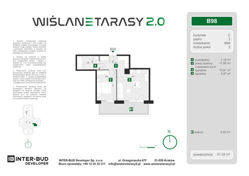 Plan Inter-Bud Developer Sp. z o.o. apartament w inwestycji ul. Grzegórzecka Wiślane Tarasy 2.0 - bud. C (wkrótce w sprzedaży)