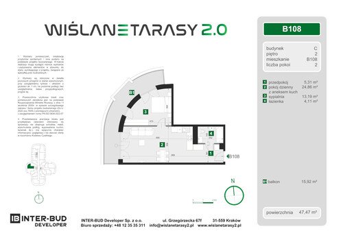 Plan Inter-Bud Developer Sp. z o.o. apartament w inwestycji ul. Grzegórzecka Wiślane Tarasy 2.0 - bud. C (wkrótce w sprzedaży)