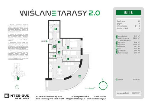 Plan Inter-Bud Developer Sp. z o.o. apartament w inwestycji ul. Grzegórzecka Wiślane Tarasy 2.0 - bud. C (wkrótce w sprzedaży)