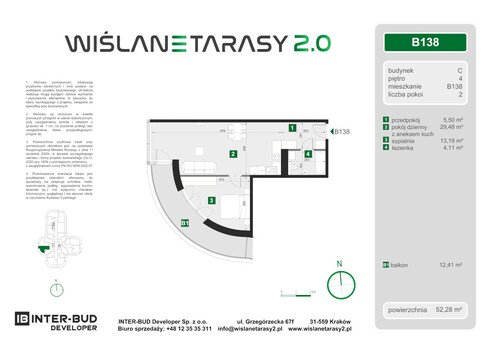 Plan Inter-Bud Developer Sp. z o.o. apartament w inwestycji ul. Grzegórzecka Wiślane Tarasy 2.0 - bud. C (wkrótce w sprzedaży)