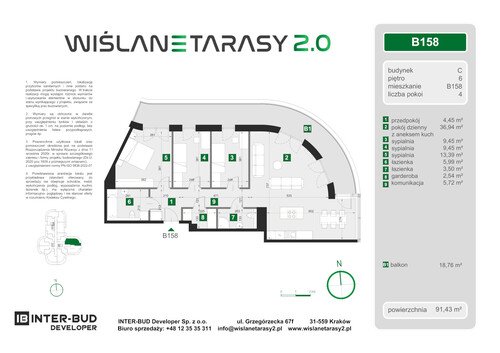 Plan Inter-Bud Developer Sp. z o.o. apartament w inwestycji ul. Grzegórzecka Wiślane Tarasy 2.0 - bud. C (wkrótce w sprzedaży)