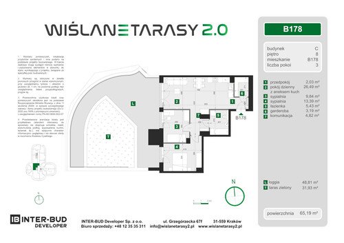 Plan Inter-Bud Developer Sp. z o.o. apartament w inwestycji ul. Grzegórzecka Wiślane Tarasy 2.0 - bud. C (wkrótce w sprzedaży)