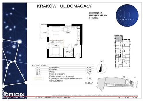 Plan Grupa Orion Investment S.A. mieszkanie w inwestycji ul. Domagały Osiedle Zodiak - bud. 39