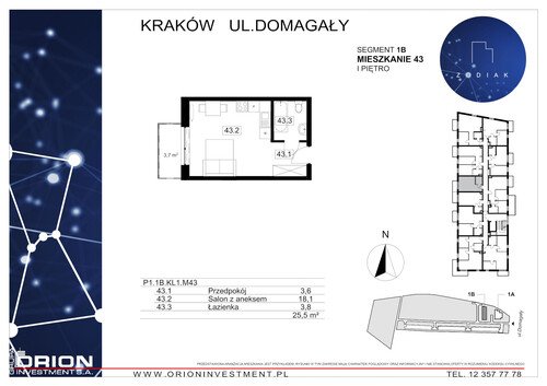 Plan Grupa Orion Investment S.A. mieszkanie w inwestycji ul. Domagały Osiedle Zodiak - bud. 39